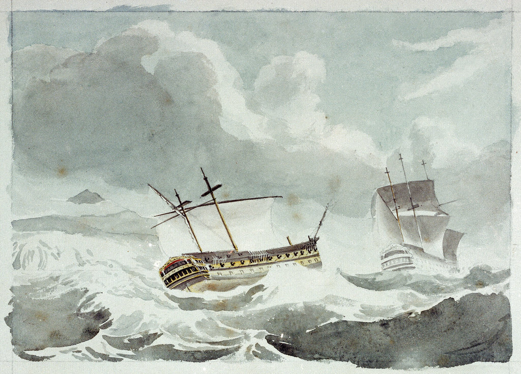 Detail of The 'Vanguard' disabled and in tow by the 'Alexander', 22 May 1798 by William Innes Pocock